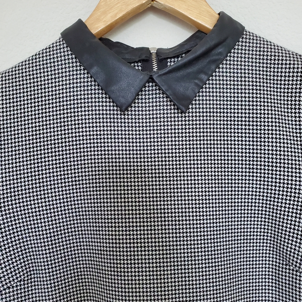 🎈SOLD 🎈ZARA Houndstooth Faux Leather Collar Dress - Picture 5 of 12